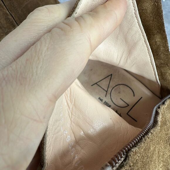 AGL Embossed Suede Block Heel Zip Ankle Boots Italy 36.5 - Picture 11 of 12